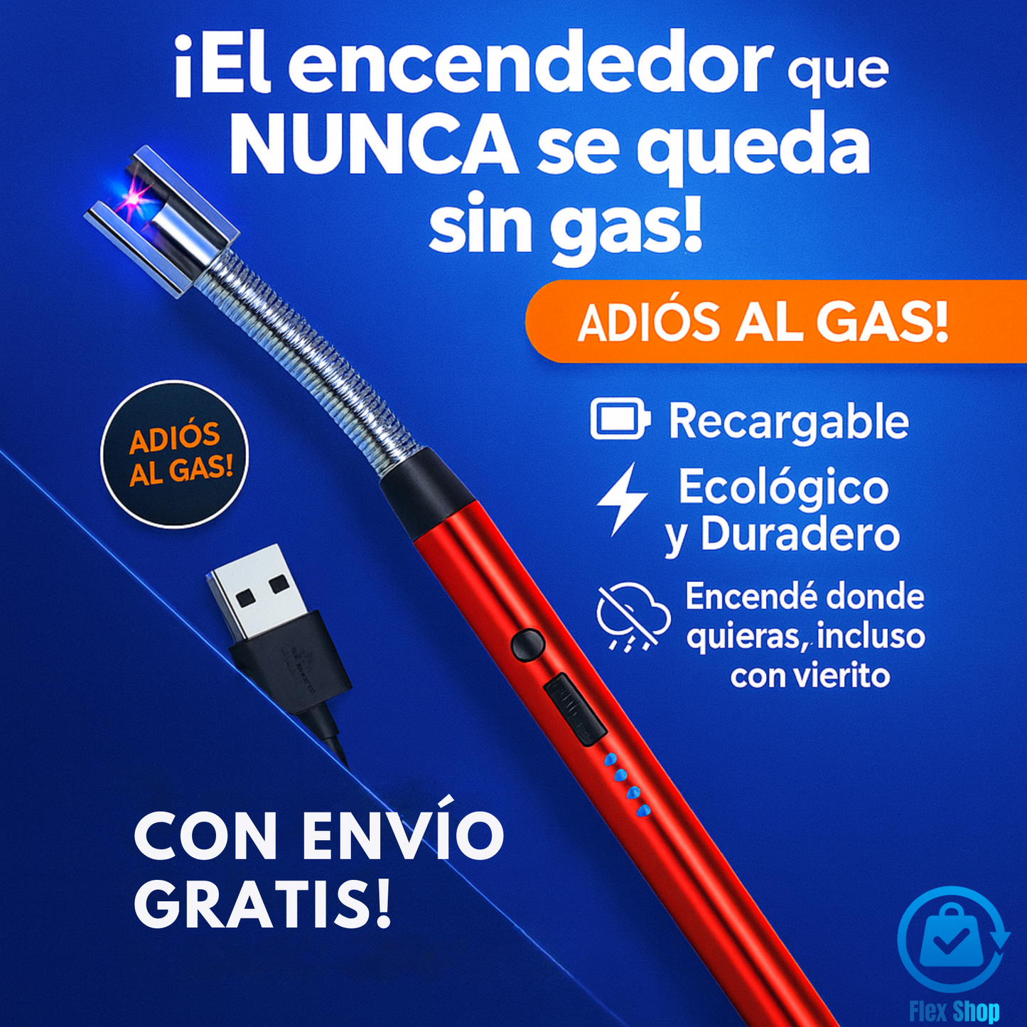 Encendedor Eléctrico Recargable – Anti Viento USB🔥