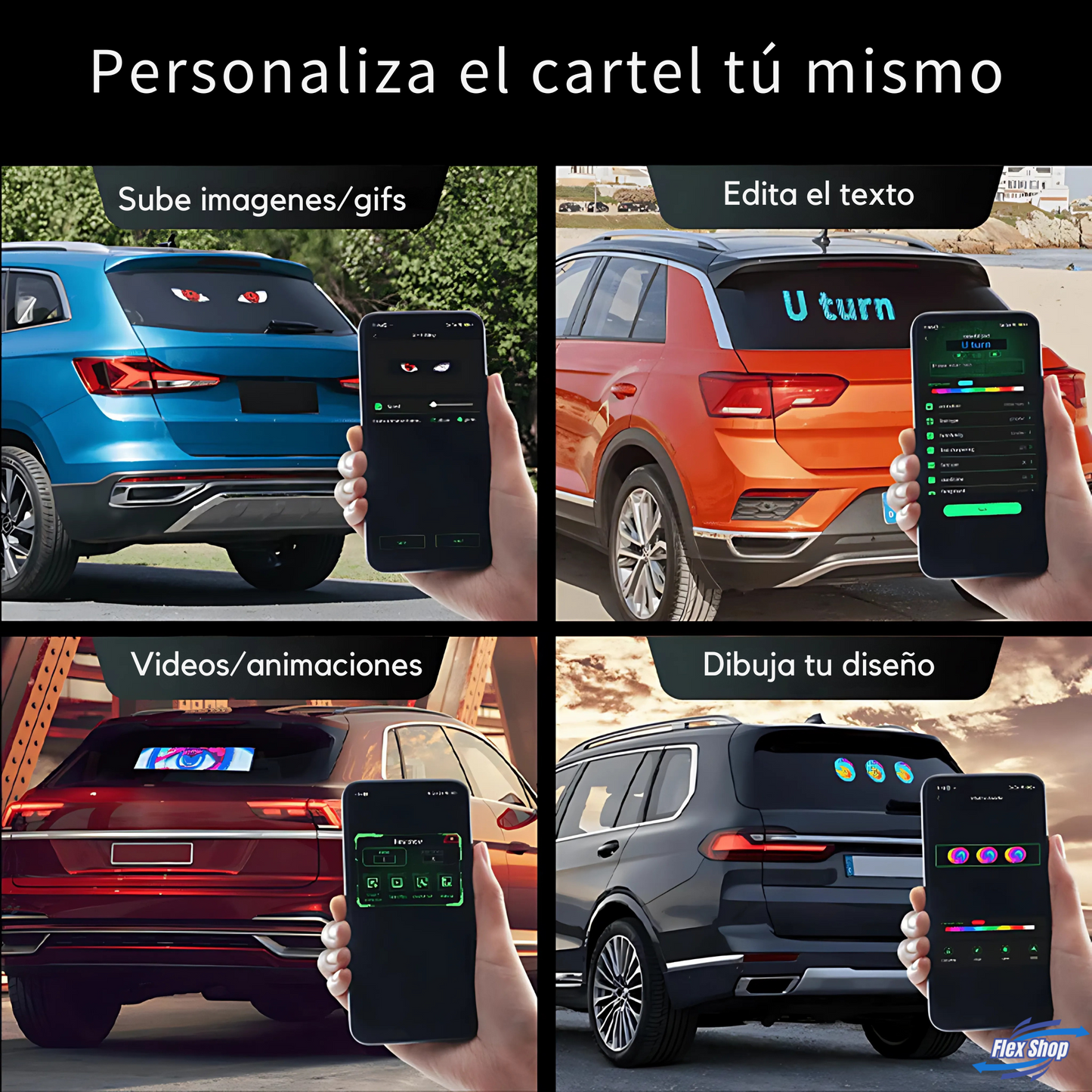 Pantalla LED RGB para Auto Ojos Personalizable Flexshop®