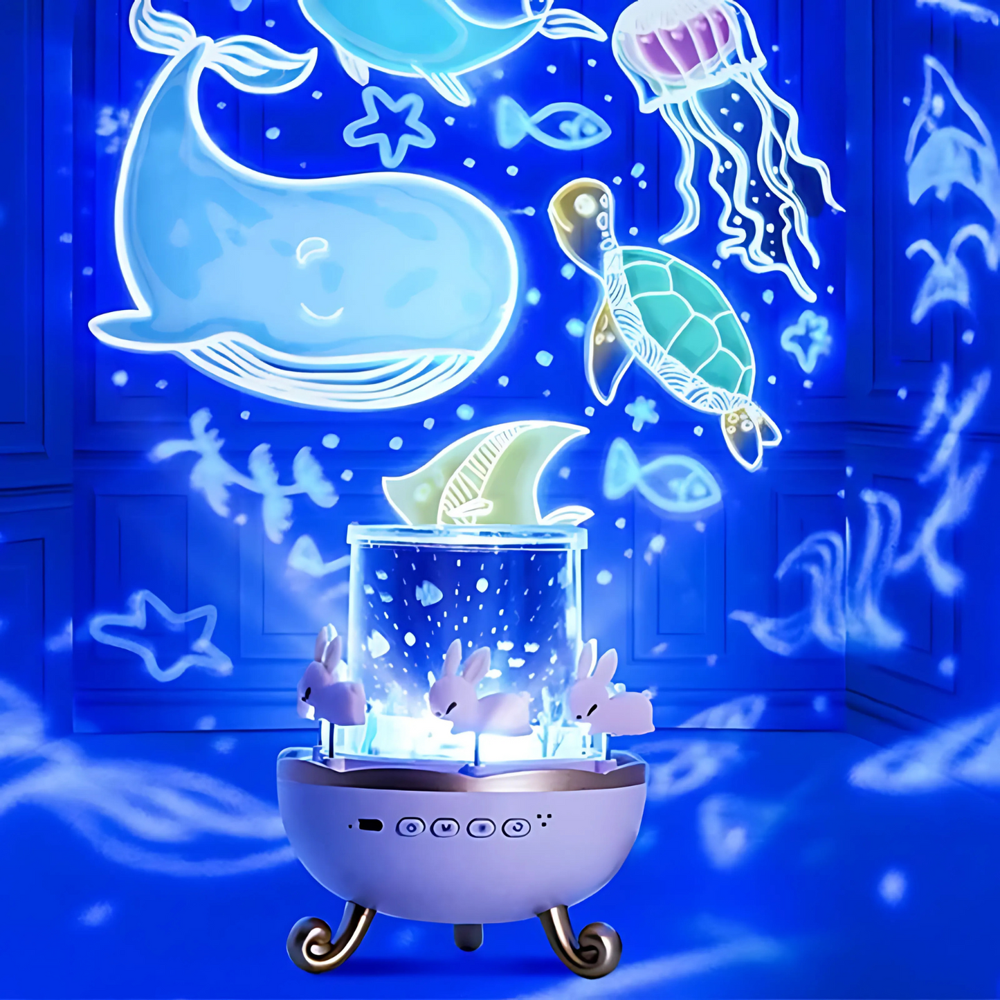 Proyector Carrousel para Niños y Niñas Figuras Parlante FlexAura®