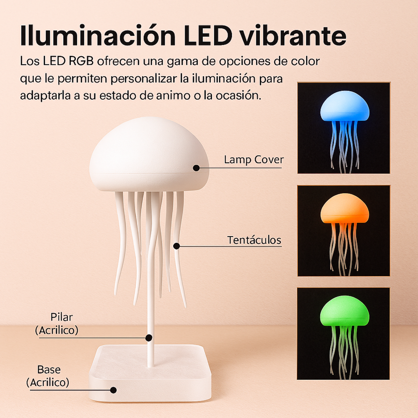 Lampara Medusa FlexAura® Flotante Movimiento RGB