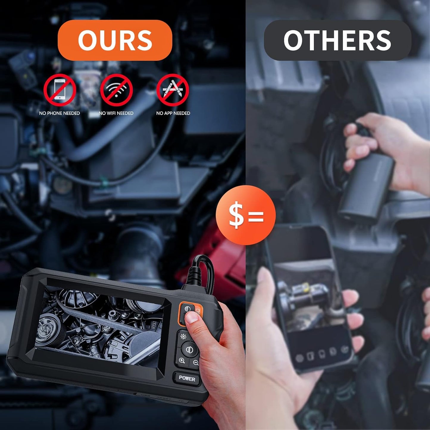 Camara Endoscopica Pantalla 1080 Hd 4.3' Color Ip67