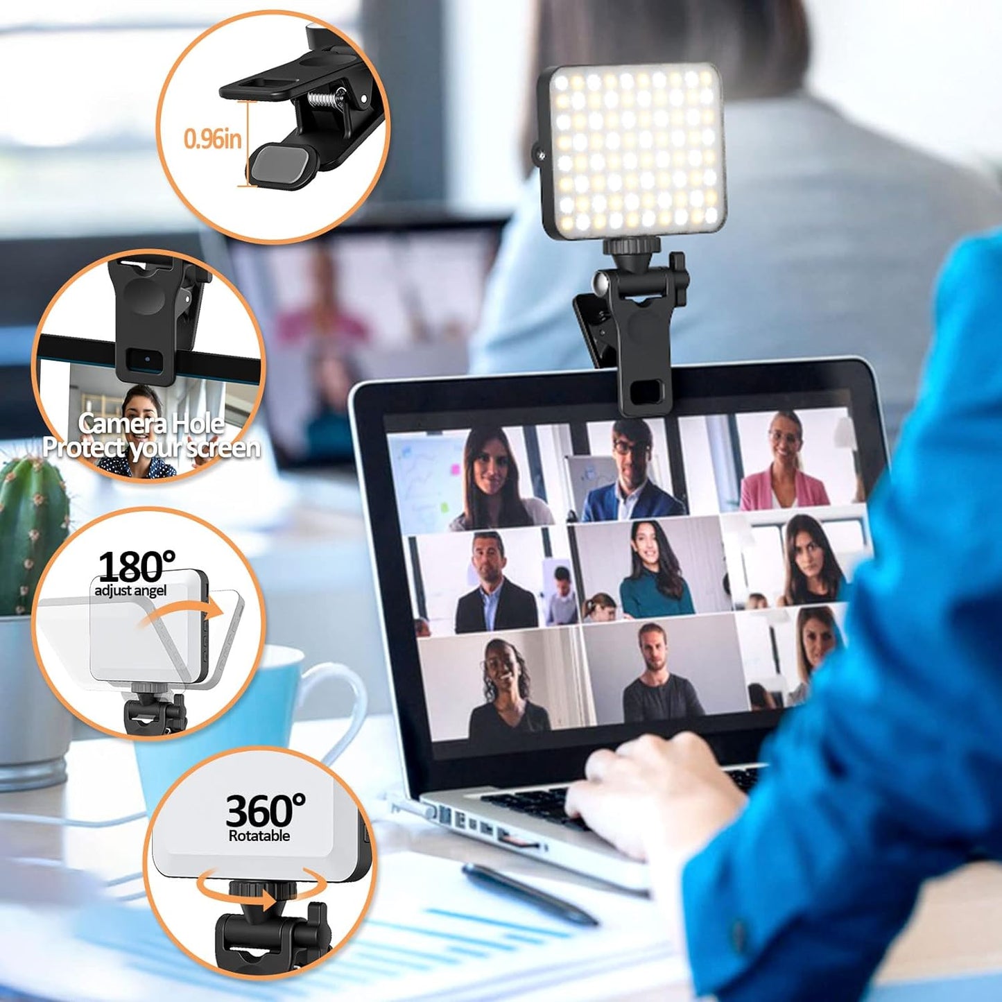 Luz Selfie Clip Celular Recargable Laptop Led Telefono