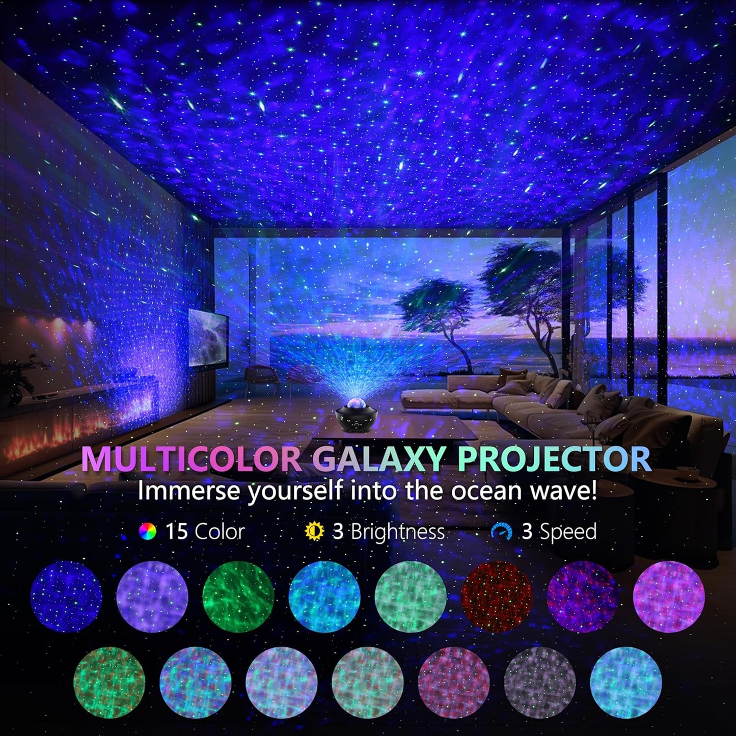 Proyector Galaxia con Parlante Bluetooth FlexAura®