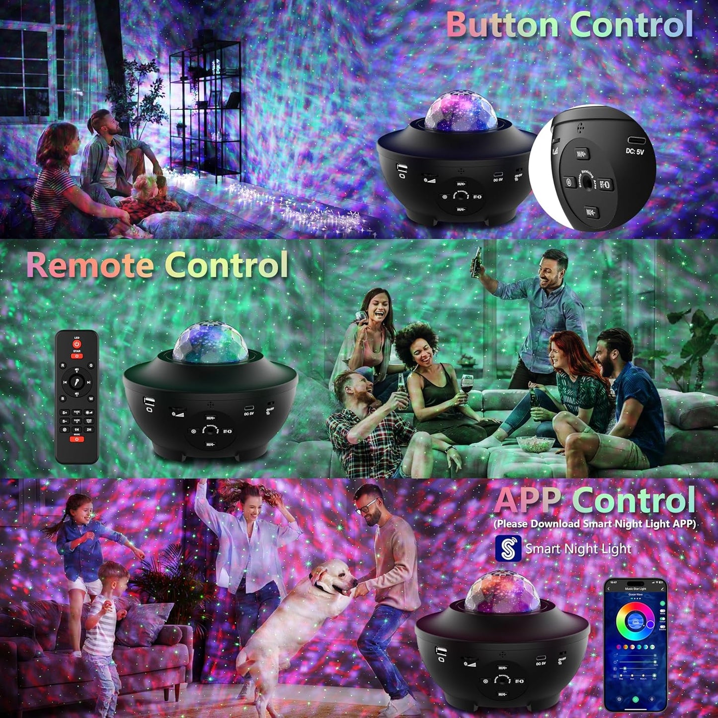 Proyector Galaxia con Parlante Bluetooth FlexAura®