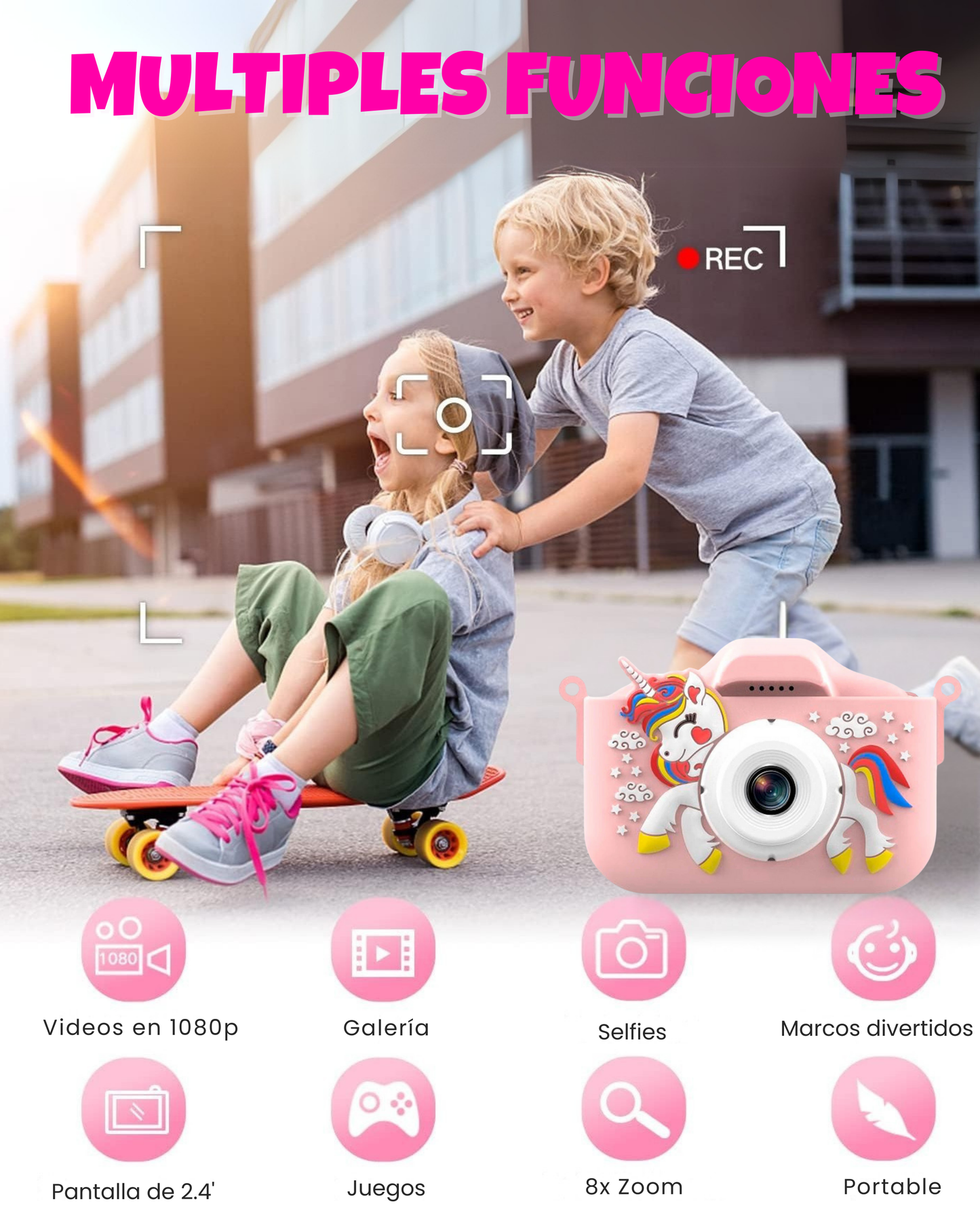 Cámara Digital Infantil Unicornio + Memoria 32gb