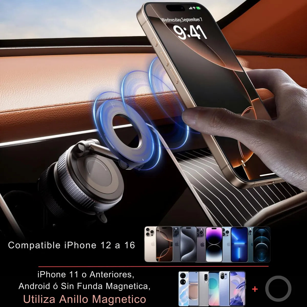 Soporte Auto Magnético Iman Porta Celular Iphone Escritorio Gris