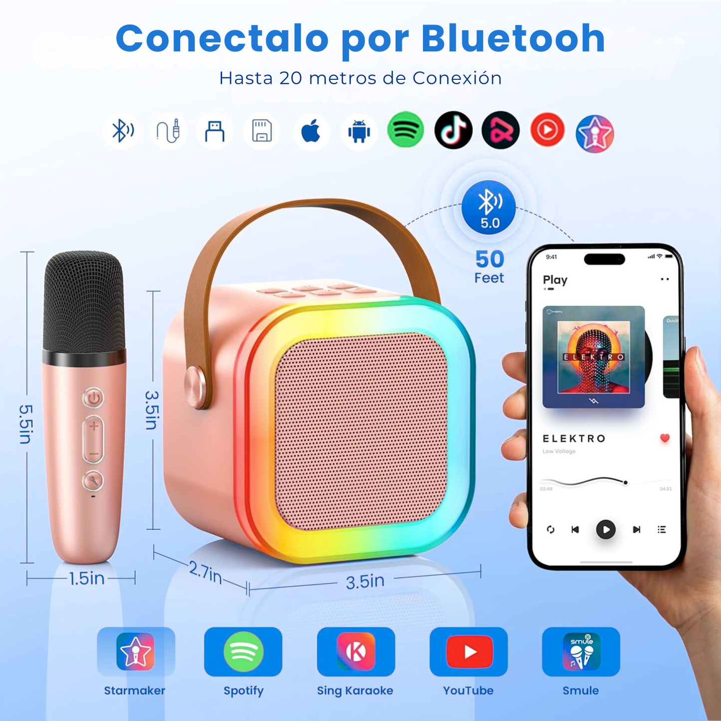 Parlante y Microfonos Karaoke Niños