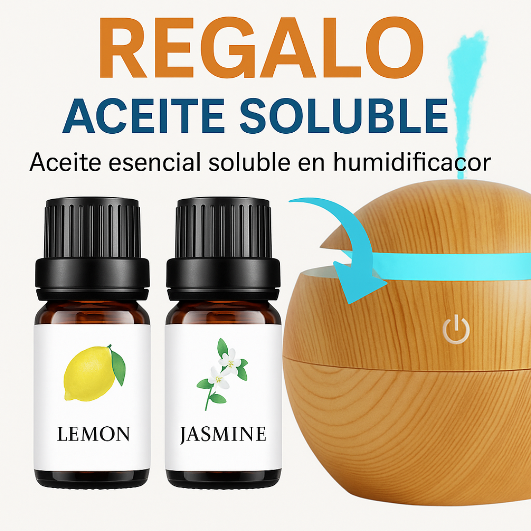 Humidificador Ultrasonico Vaporizador Madera FlexAura® + Aceites Esenciales