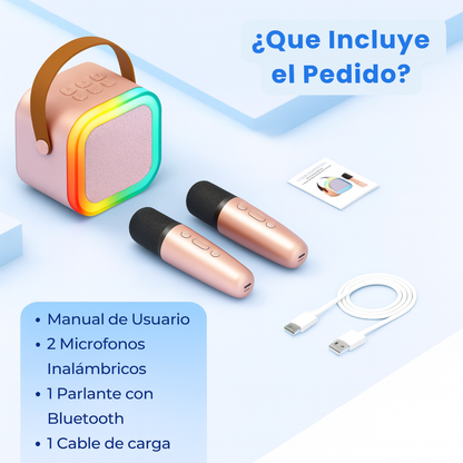 Parlante y Microfonos Karaoke Niños