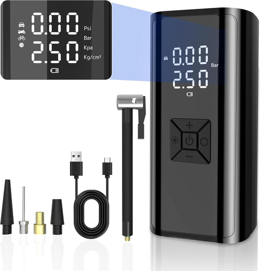 Inflador Universal Compresor Auto Moto Pelotas Recargable USB con Linterna