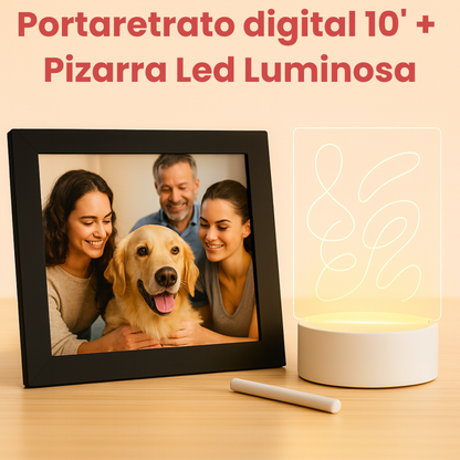 Portaretrato Marco Digital 10.1'' Wifi Tactil + Pizarra Led 3D Regalo