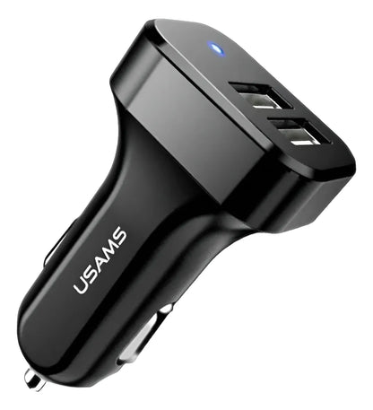 Cargador Auto 2 USB 2.1A Negro USAMS