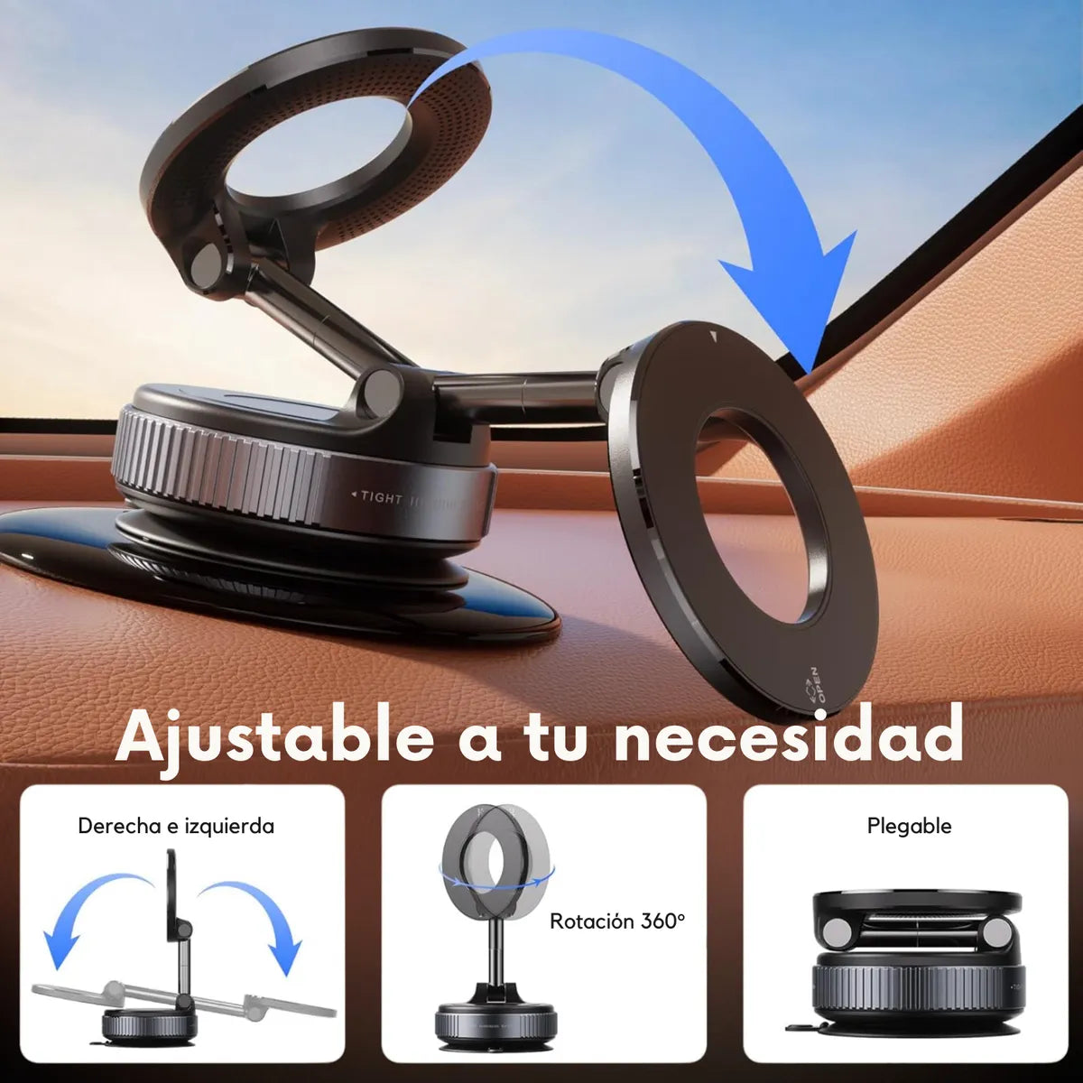 Soporte Auto Magnético Iman Porta Celular Iphone Escritorio Gris
