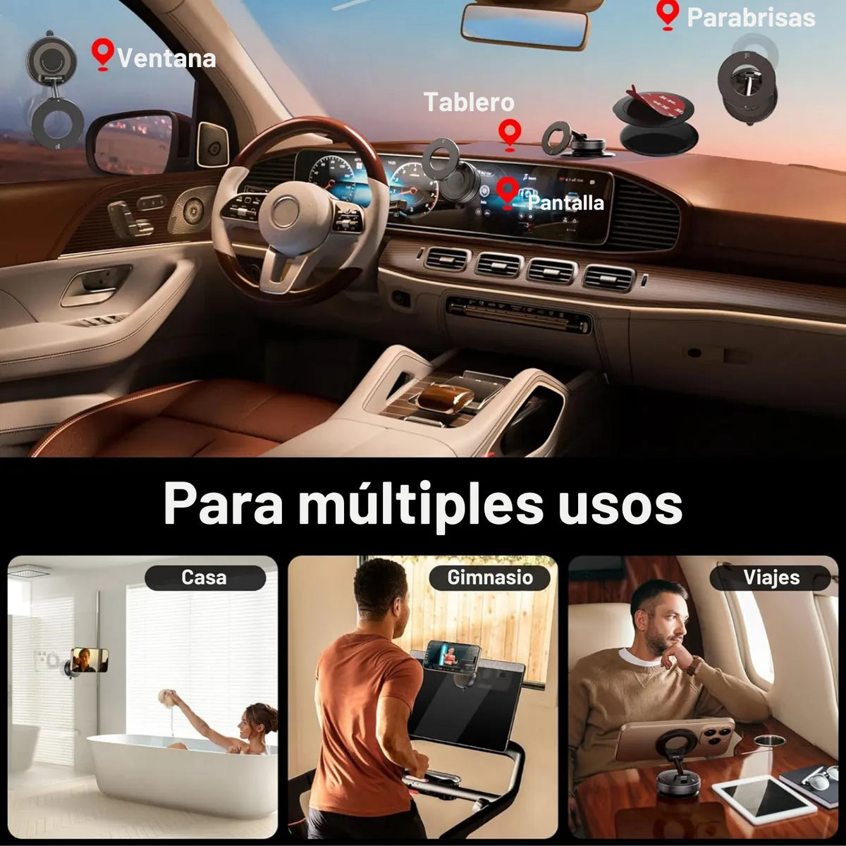 Soporte Auto Magnético Iman Porta Celular Iphone Escritorio Gris