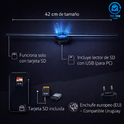 Proyector Ventilador Holograma 3D Personalizable