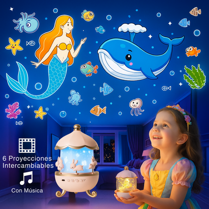 Proyector Carrousel para Niños y Niñas Figuras Parlante FlexAura®
